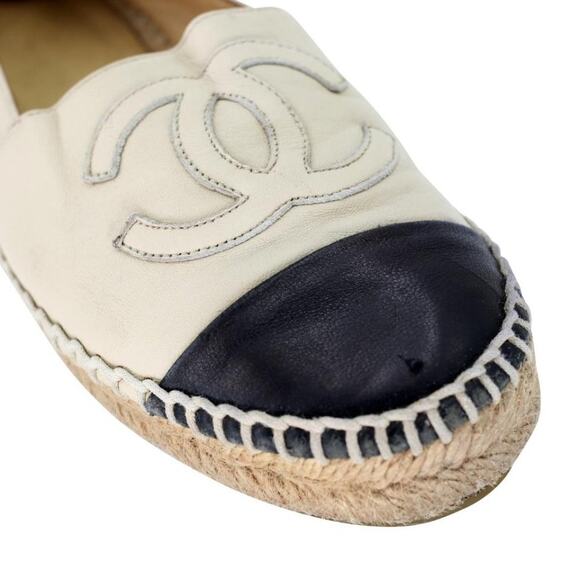 Chanel Espadrille 36 Leather Cap Toe Flats CC-S0225P-0001 - Picture 8 of 11